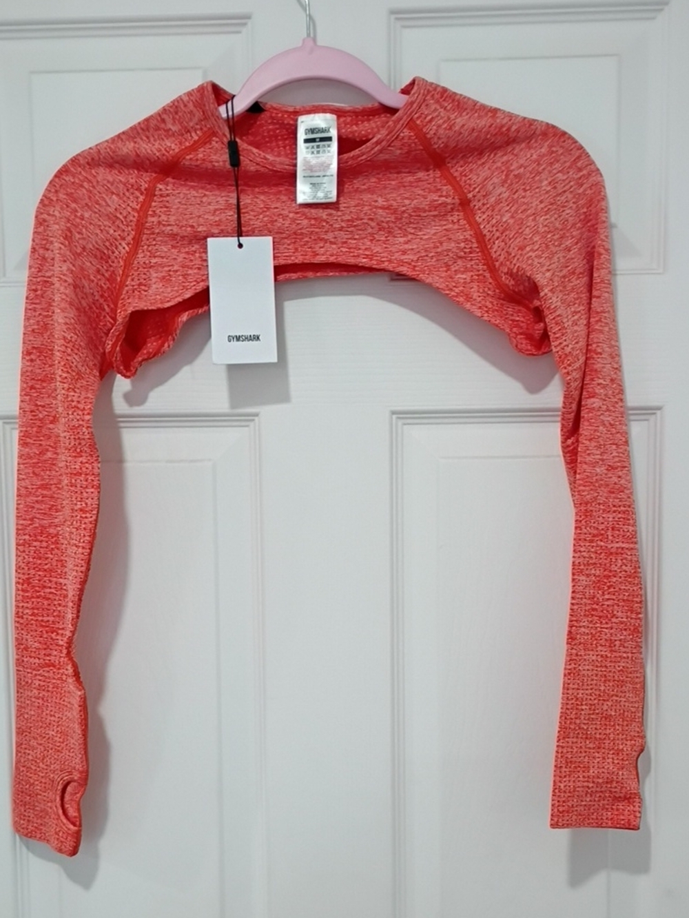 Gymshark Coral-Blend Long Sleeve Crop Top